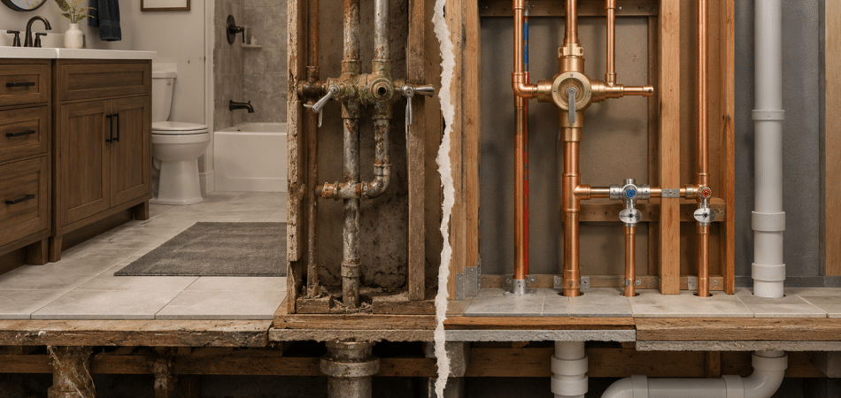 Bathroom Plumbing Before and After