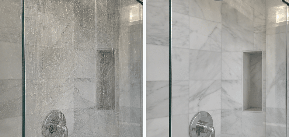 Before and After Shower Glass Cleaning