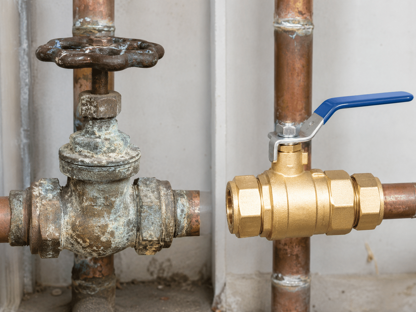 Corroded Valve Versus Modern Brass Valve