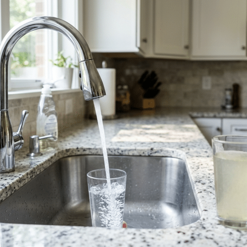 Dirty Water Compared to Clean Water at a Residential Sink