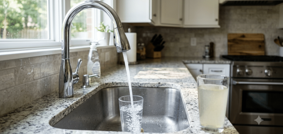 Dirty Water Compared to Clean Water at a Residential Sink