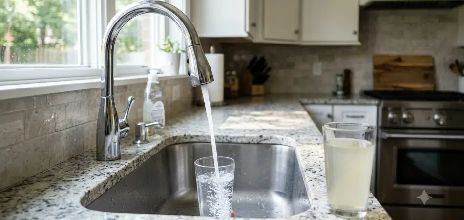Dirty Water Compared to Clean Water at a Residential Sink