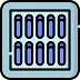 Icon of a panel with vertical drainage channels or filtration elements arranged in rows.