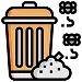 A yellow trash can icon