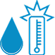 a water droplet and a thermometer