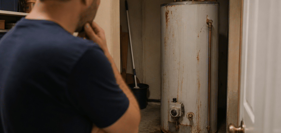 Inspecting the water heater setup