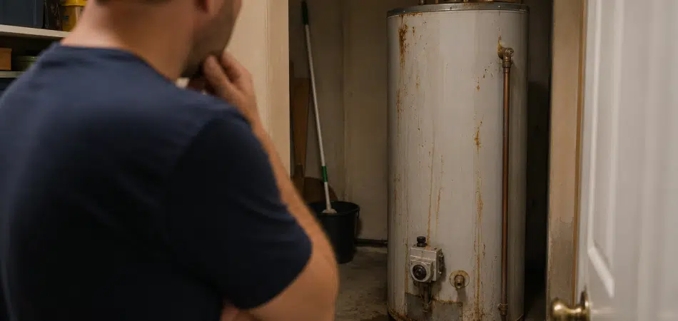 Inspecting the water heater setup