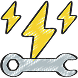 Icon of a gray wrench is depicted with three yellow lightning bolts above it