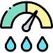 A gauge with a needle pointing to the right, indicating high humidity/pressure icon
