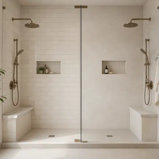 Minimally designed walk-in shower space