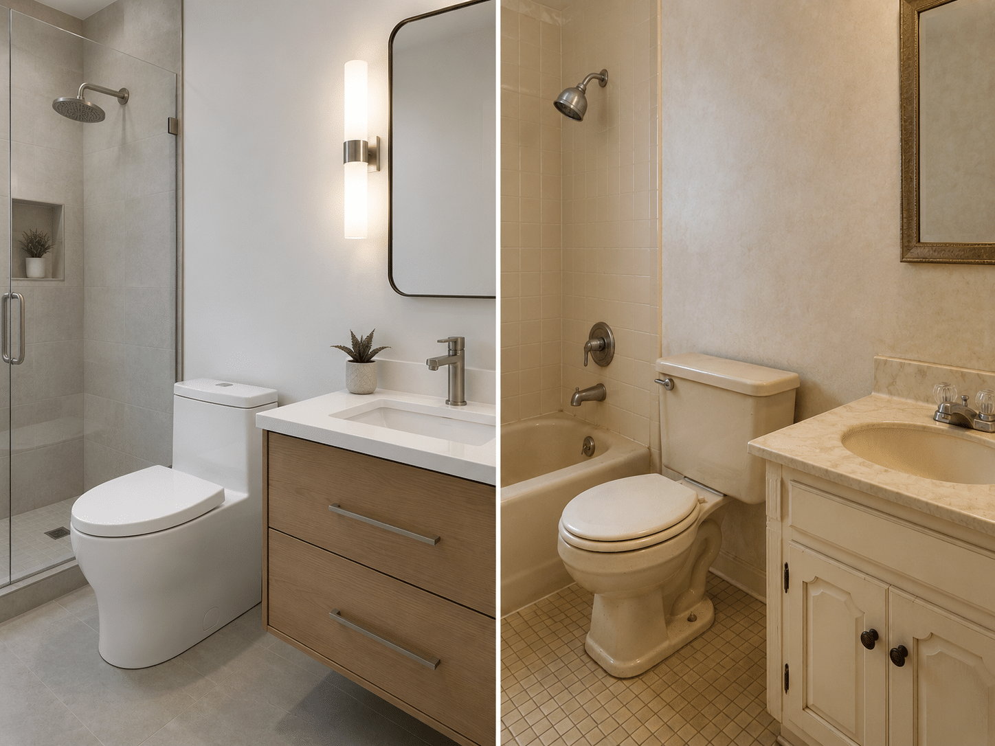 Modern vs. Vintage Bathroom Comparison
