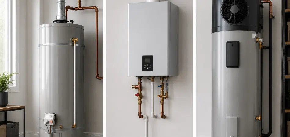 Modern water heaters in minimalist room
