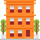 A multi-unit complex building icon