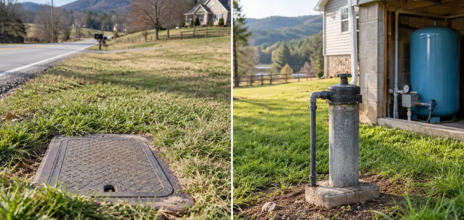 Municipal Meter and Private Well Landscape