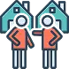 An illustration showing two stylized figures