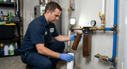 Professional Plumber Replacing a Whole-Home Water Filter