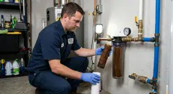 Professional Plumber Replacing a Whole-Home Water Filter