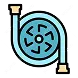 An icon of a blue hose coiled around a central spool
