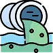 Illustration of a pipe discharging green, polluted water