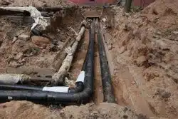 Sewer pipe in the trench