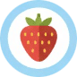 A strawberry centered in a blue circle icon