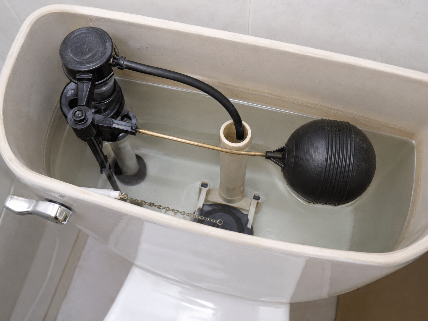 Toilet Tank Interior Components and Water Level Check