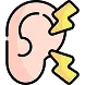 An ear with two yellow lightning bolts pointing towards it icon
