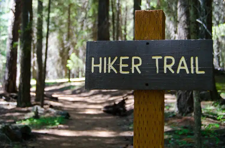 rustic wooden signpost marking a