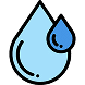 A blue droplet icon, featuring a large light blue drop with a smaller, darker blue drop