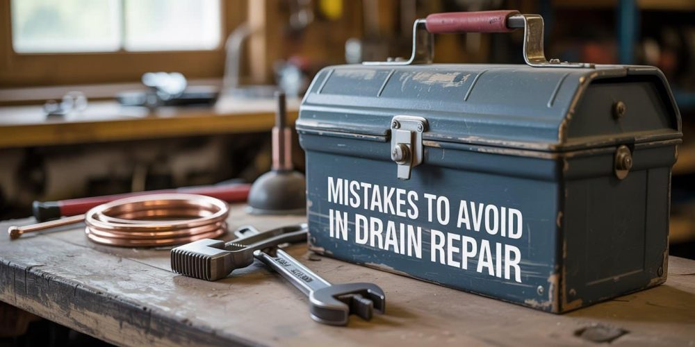 toolboxwith text "mistakes to avoid in drain repair'