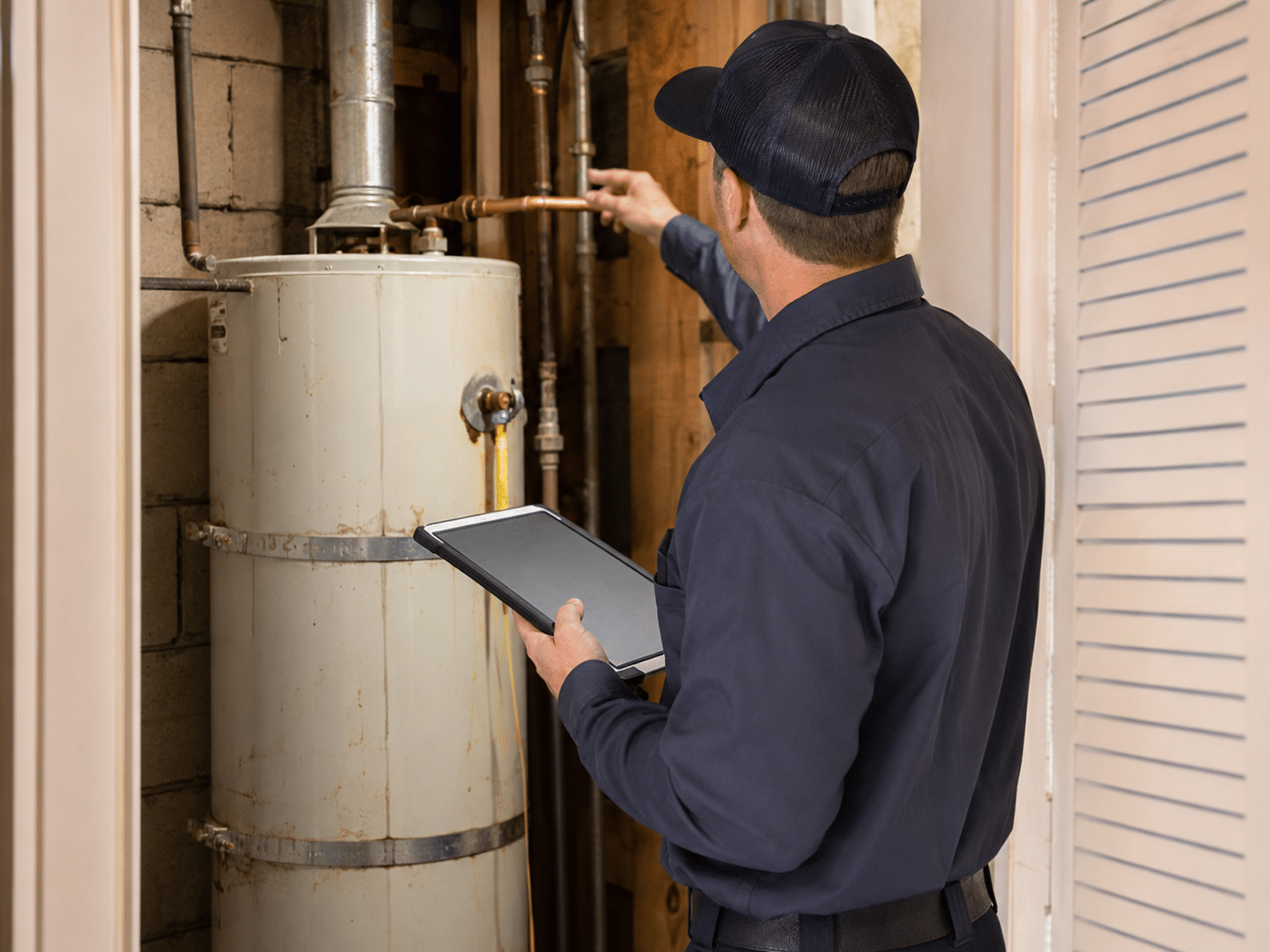 examining an older existing water heater