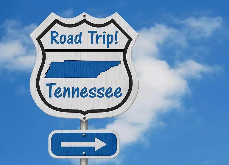 Tennessee road trip map sign