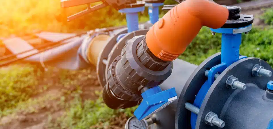 irrigation system pipping with valves
