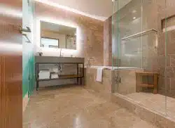 modern bathroom with walk-in showers