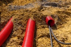red plumbing underground waterline