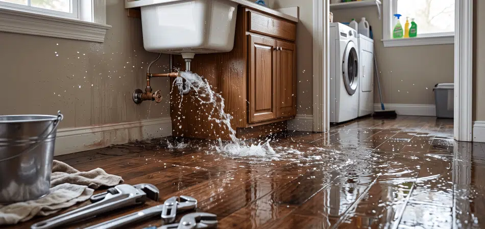 residential home in Maryville, Tennessee experiencing a serious burst plumbing pipe