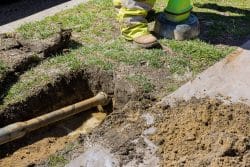 sewer line being repair by professionals
