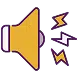 Yellow megaphone icon emitting sound waves