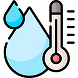 Icon of a blue water droplet and a thermometer