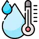 Icon of a blue water droplet and a thermometer
